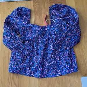 Lilly Pulitzer Preslee Long Sleeve Top blue flare growl and prowl size 16 NWT